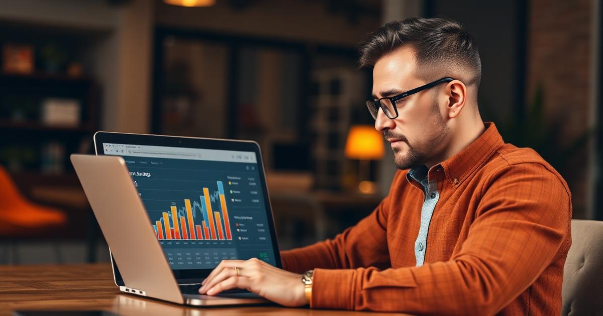 Small business owner reviewing AI automation ROI dashboard on laptop